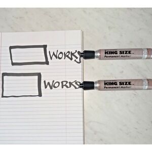 Lot 2 Sanford King Size Permanent Steel Markers Black Vintage Xylene Ink Smelly